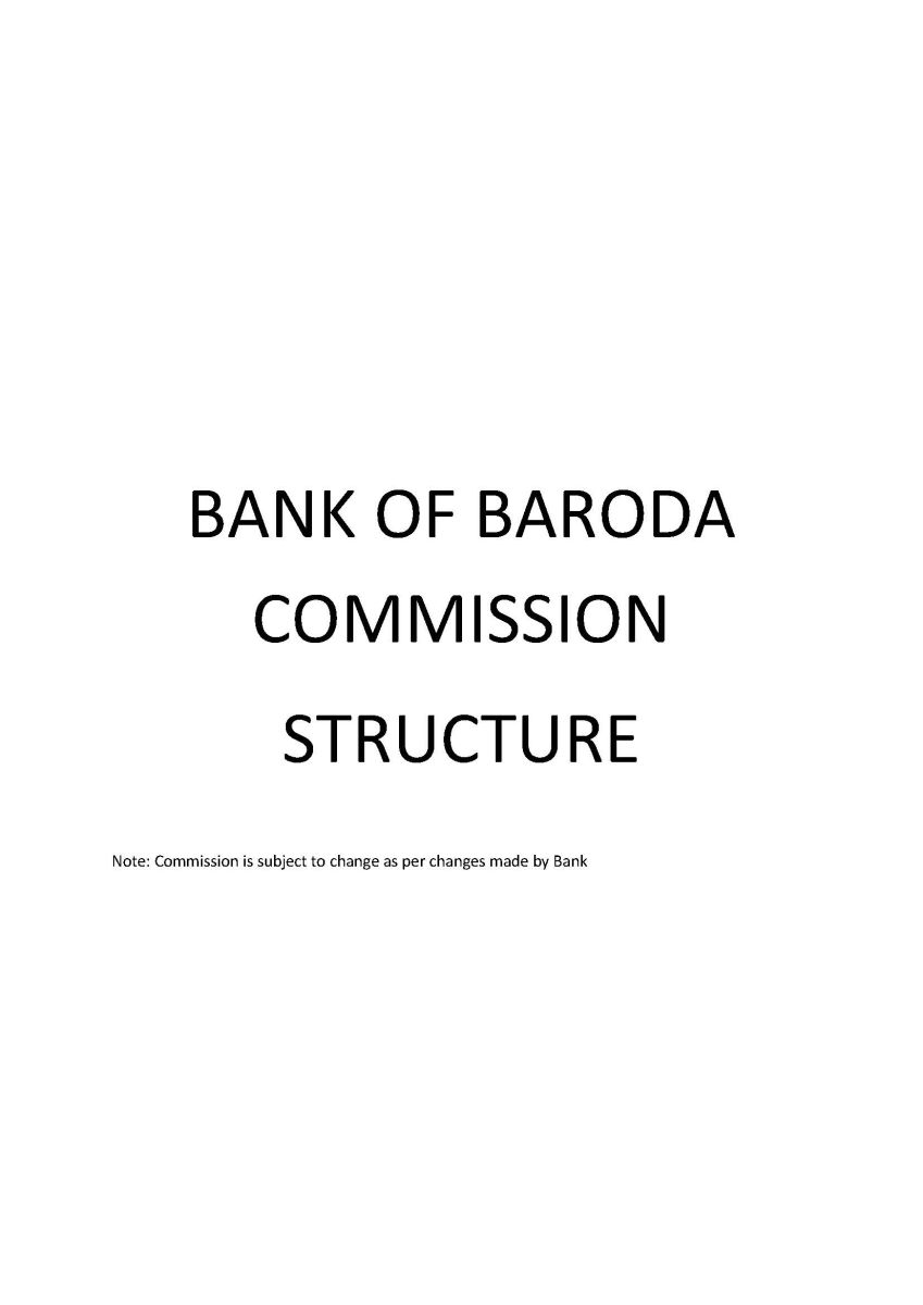 Bank of Baroda Bank BC Commission