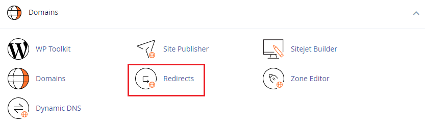 click on the Redirects option