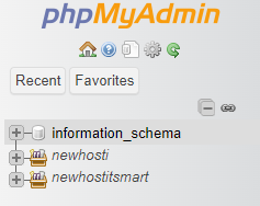 phpMyAdmin will display a list of databases