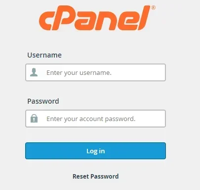 Enter your cPanel username and password in the login fields