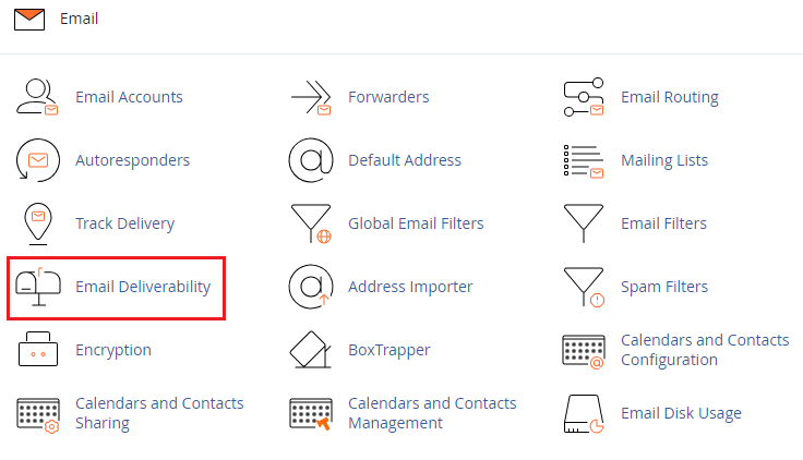 click on the ‘Email Deliverability’ icon