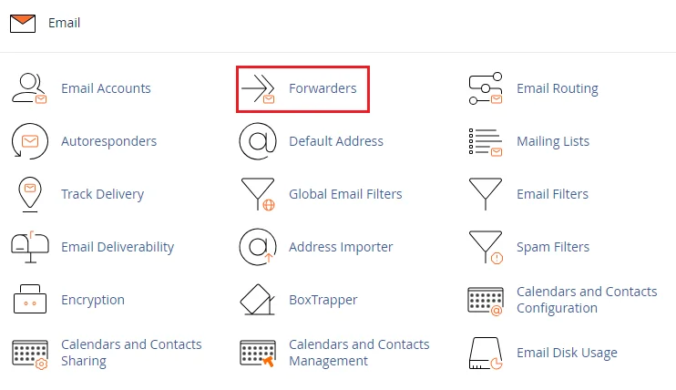 click the ‘Forwarders’ icon